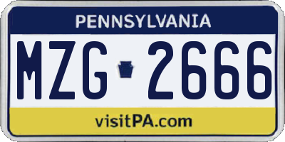 PA license plate MZG2666