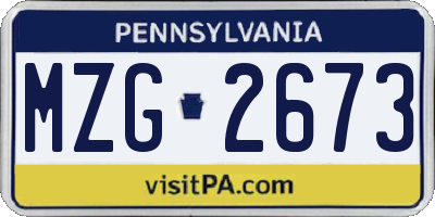 PA license plate MZG2673