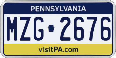 PA license plate MZG2676