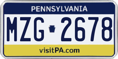 PA license plate MZG2678