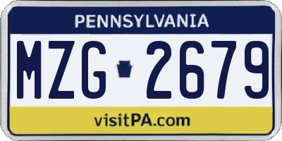 PA license plate MZG2679