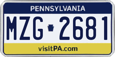 PA license plate MZG2681