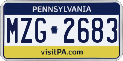 PA license plate MZG2683