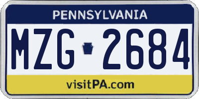 PA license plate MZG2684