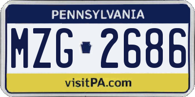 PA license plate MZG2686