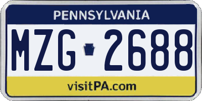 PA license plate MZG2688