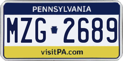 PA license plate MZG2689