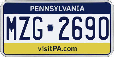 PA license plate MZG2690