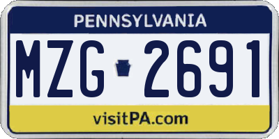 PA license plate MZG2691