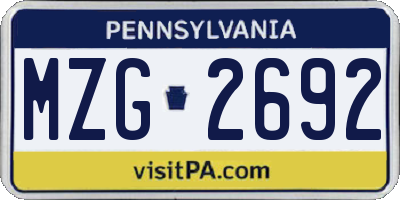 PA license plate MZG2692