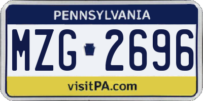 PA license plate MZG2696