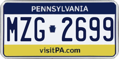 PA license plate MZG2699