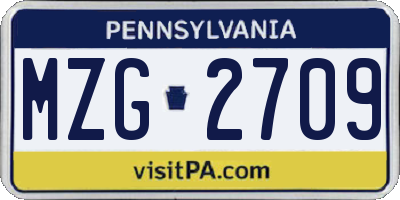 PA license plate MZG2709