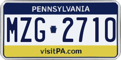 PA license plate MZG2710