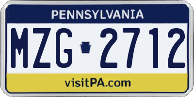 PA license plate MZG2712