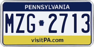 PA license plate MZG2713