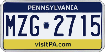 PA license plate MZG2715