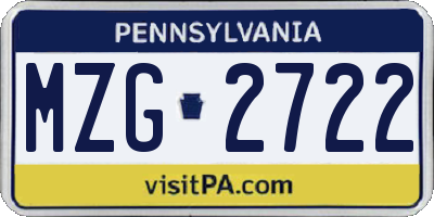 PA license plate MZG2722
