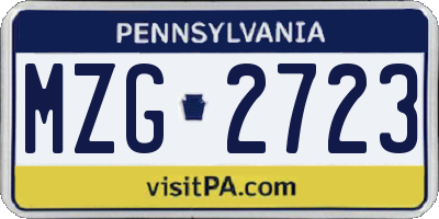 PA license plate MZG2723