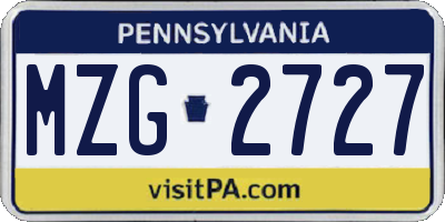 PA license plate MZG2727