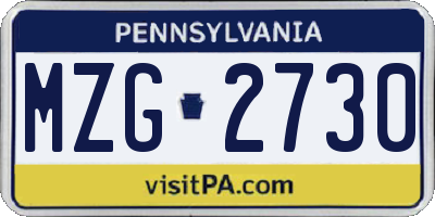 PA license plate MZG2730