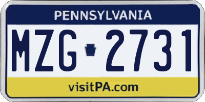 PA license plate MZG2731
