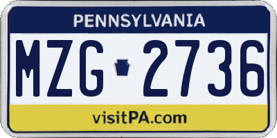 PA license plate MZG2736