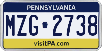 PA license plate MZG2738
