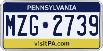 PA license plate MZG2739