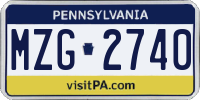 PA license plate MZG2740