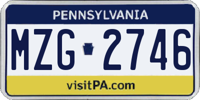 PA license plate MZG2746