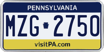 PA license plate MZG2750
