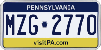 PA license plate MZG2770