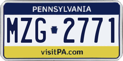 PA license plate MZG2771