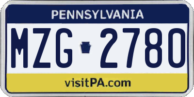 PA license plate MZG2780