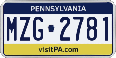 PA license plate MZG2781