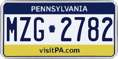 PA license plate MZG2782