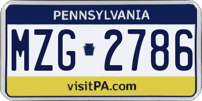 PA license plate MZG2786