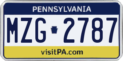 PA license plate MZG2787