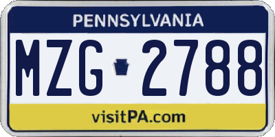 PA license plate MZG2788