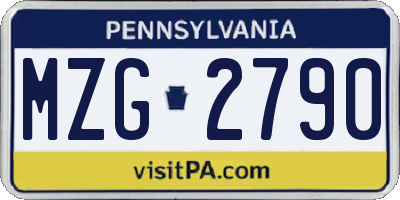 PA license plate MZG2790