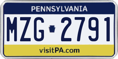 PA license plate MZG2791