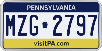 PA license plate MZG2797