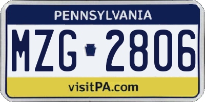 PA license plate MZG2806