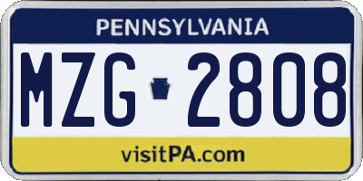 PA license plate MZG2808