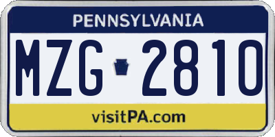 PA license plate MZG2810