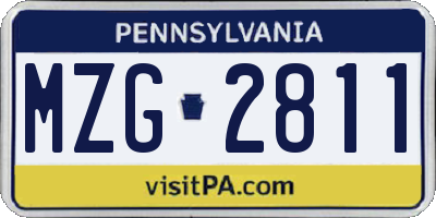 PA license plate MZG2811