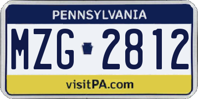 PA license plate MZG2812