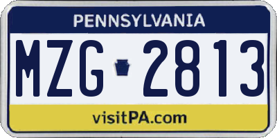 PA license plate MZG2813