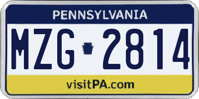 PA license plate MZG2814